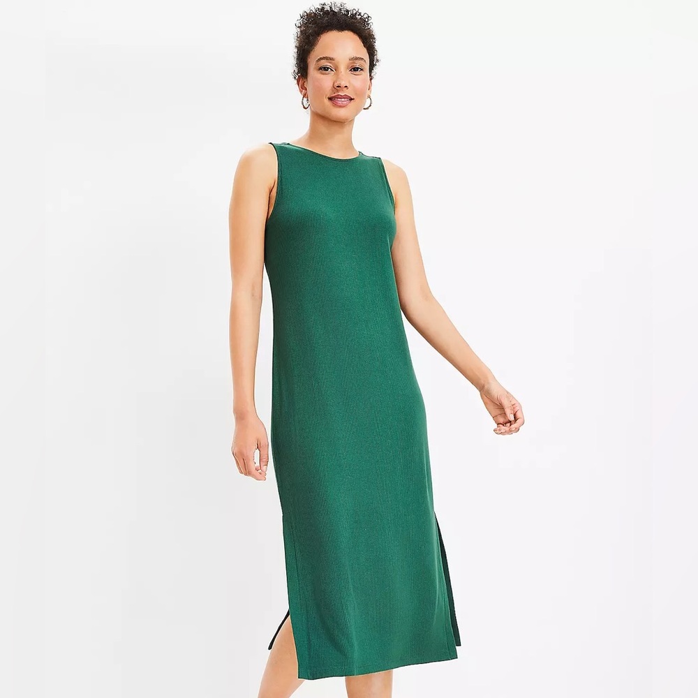 NWT! LOFT Twist Cutout Back Midi Dress size Medium (green)